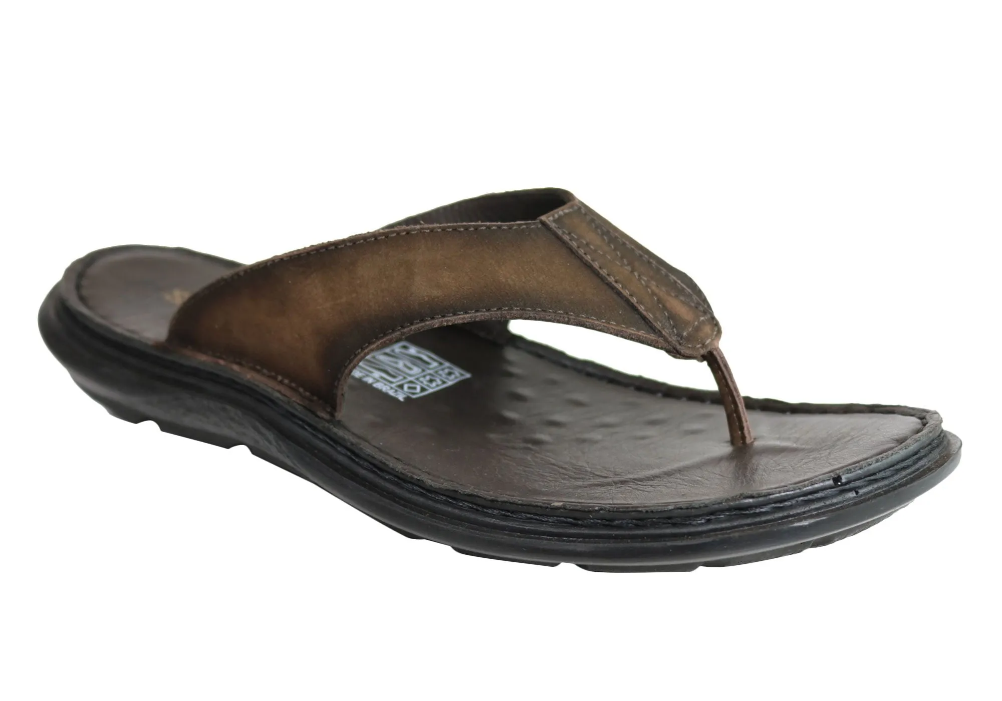 Savelli Wyatt Mens Comfortable Leather Thongs Sandals Made In Brazil