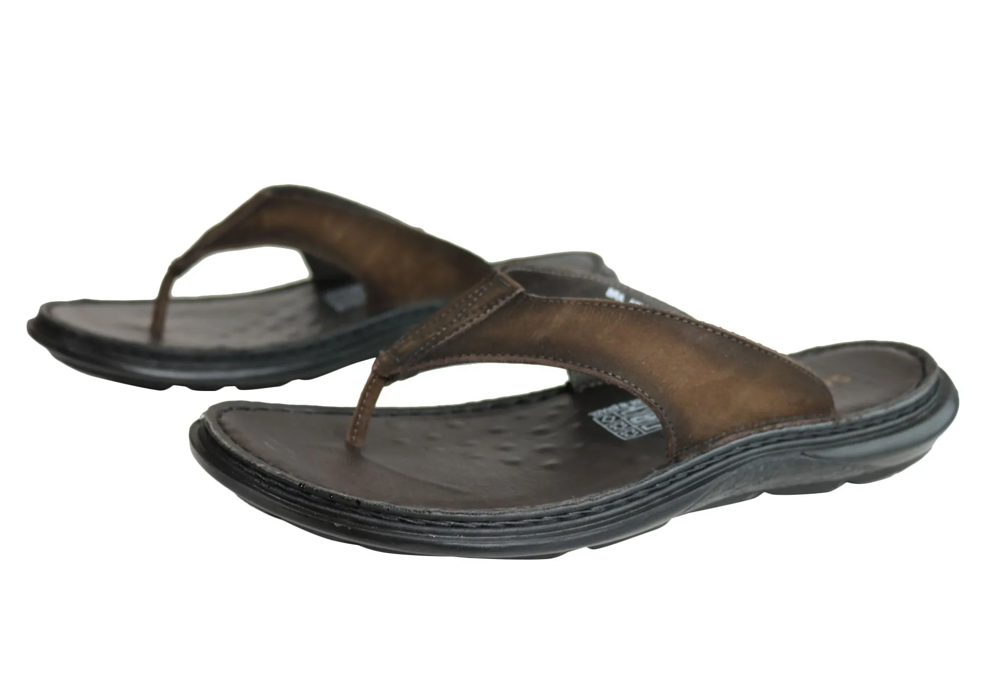 Savelli Wyatt Mens Comfortable Leather Thongs Sandals Made In Brazil