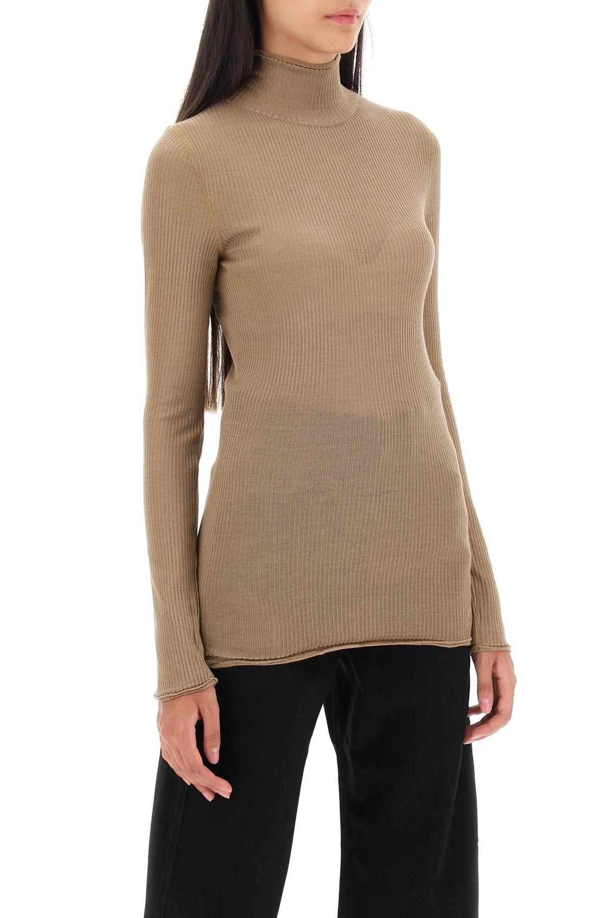 Seamless Silk Turtleneck Sweater