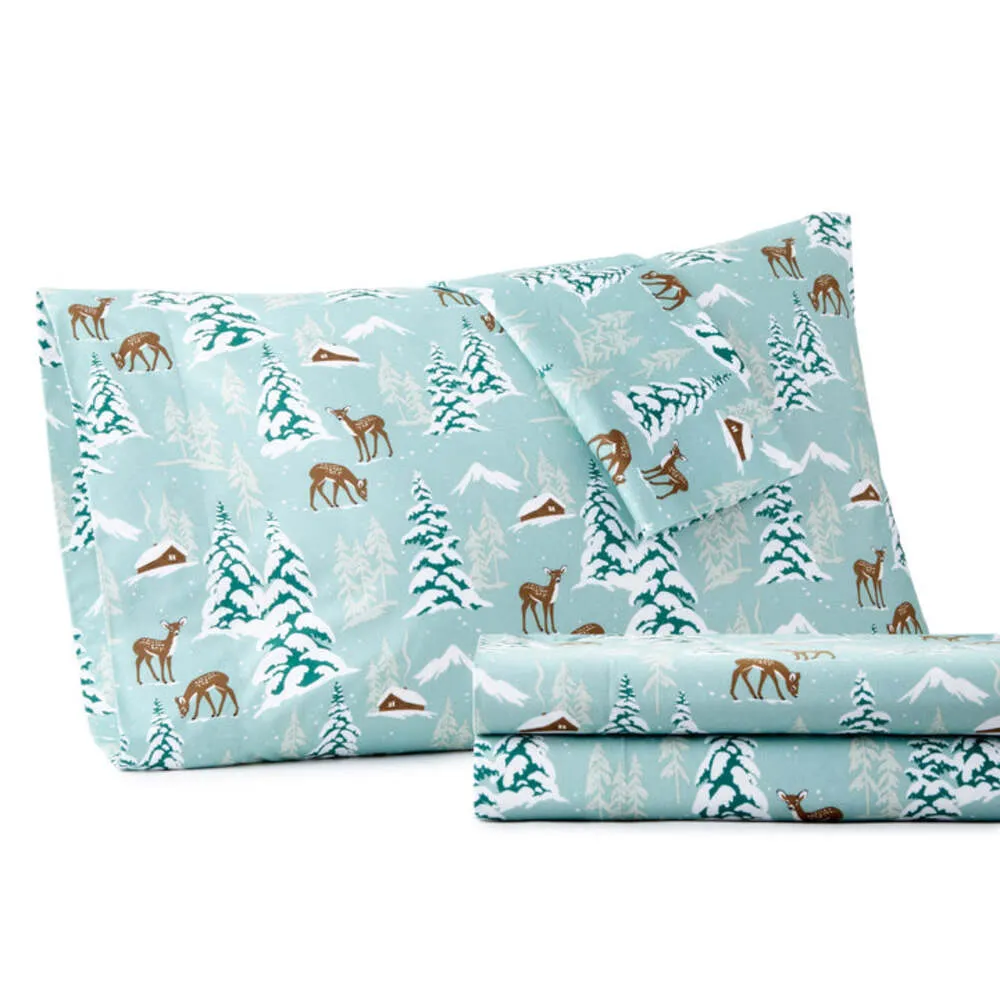 Shavel Micro Flannel Printed Deep-Pocket Sheet Set - Queen