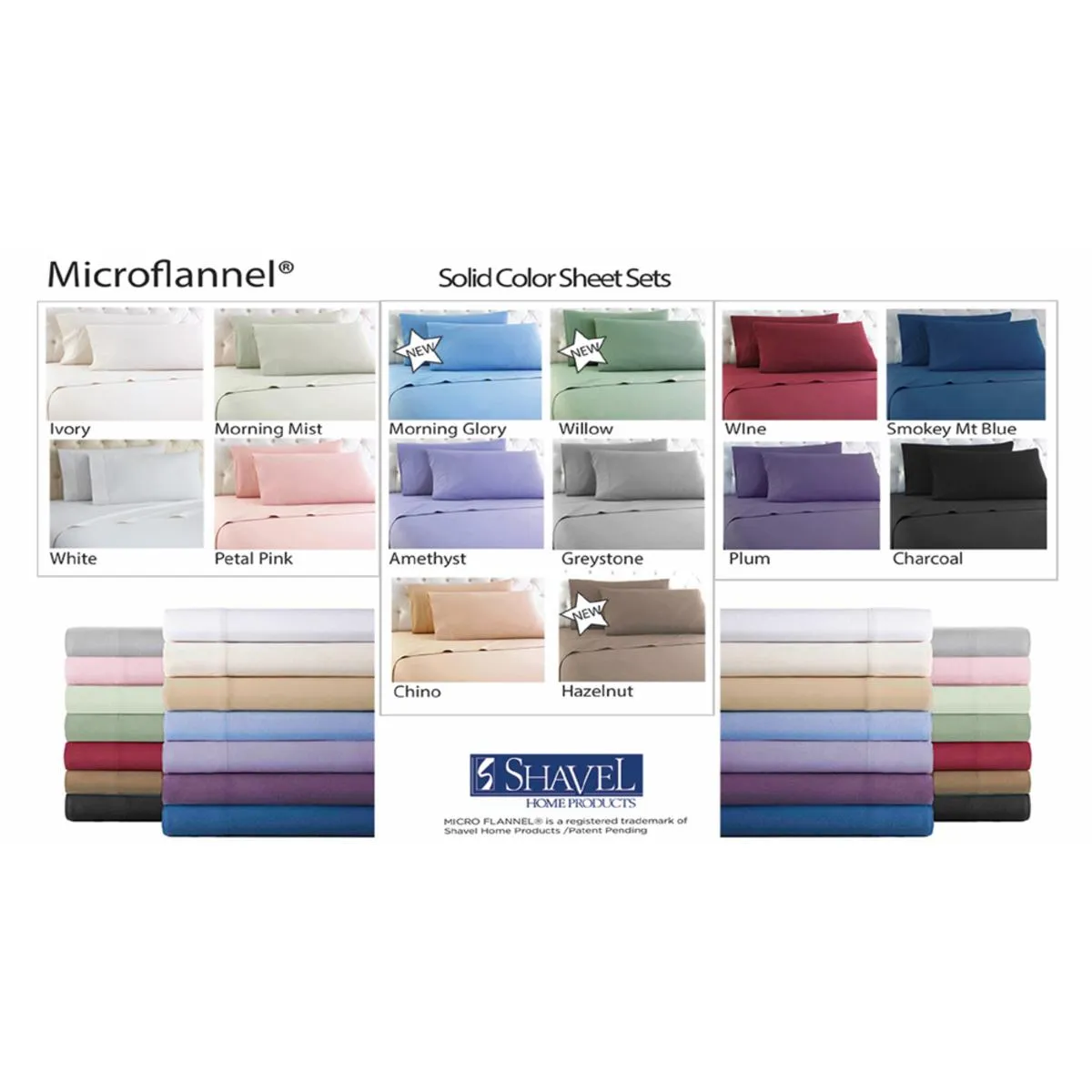 Shavel Micro Flannel Solid Color Sheet Set - Twin