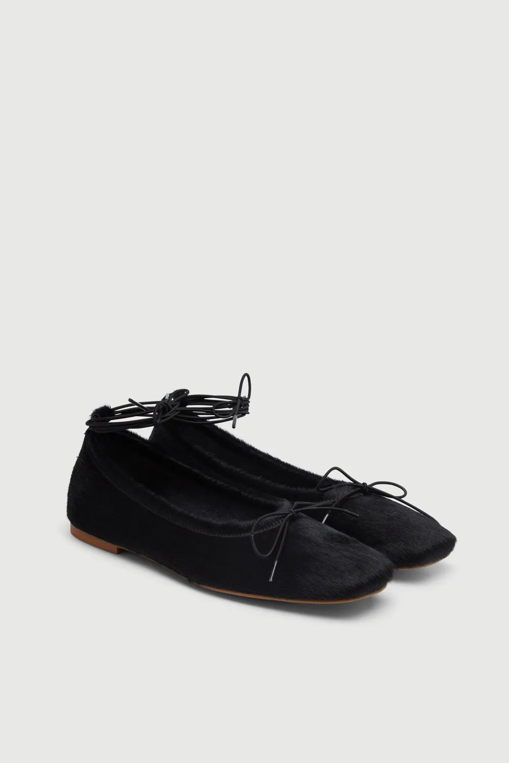 Sienna Ballet Flats in Black Calf Hair