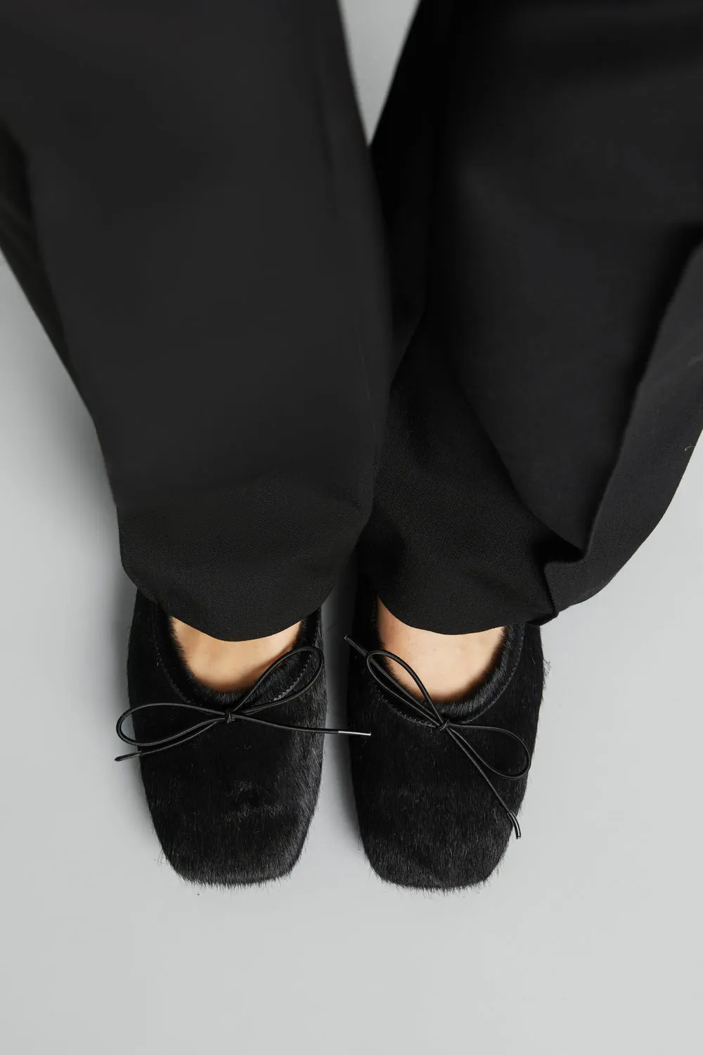 Sienna Ballet Flats in Black Calf Hair