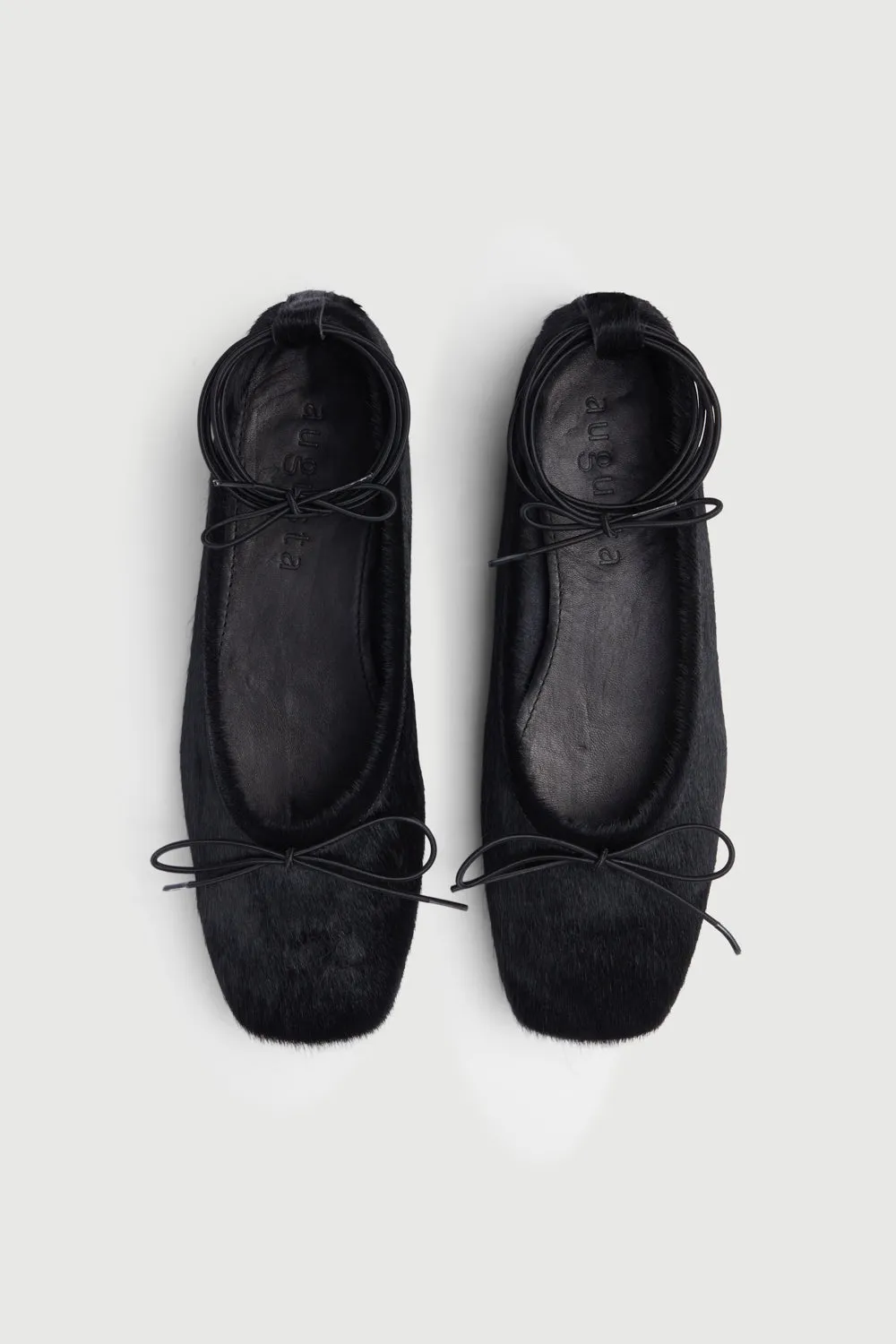 Sienna Ballet Flats in Black Calf Hair