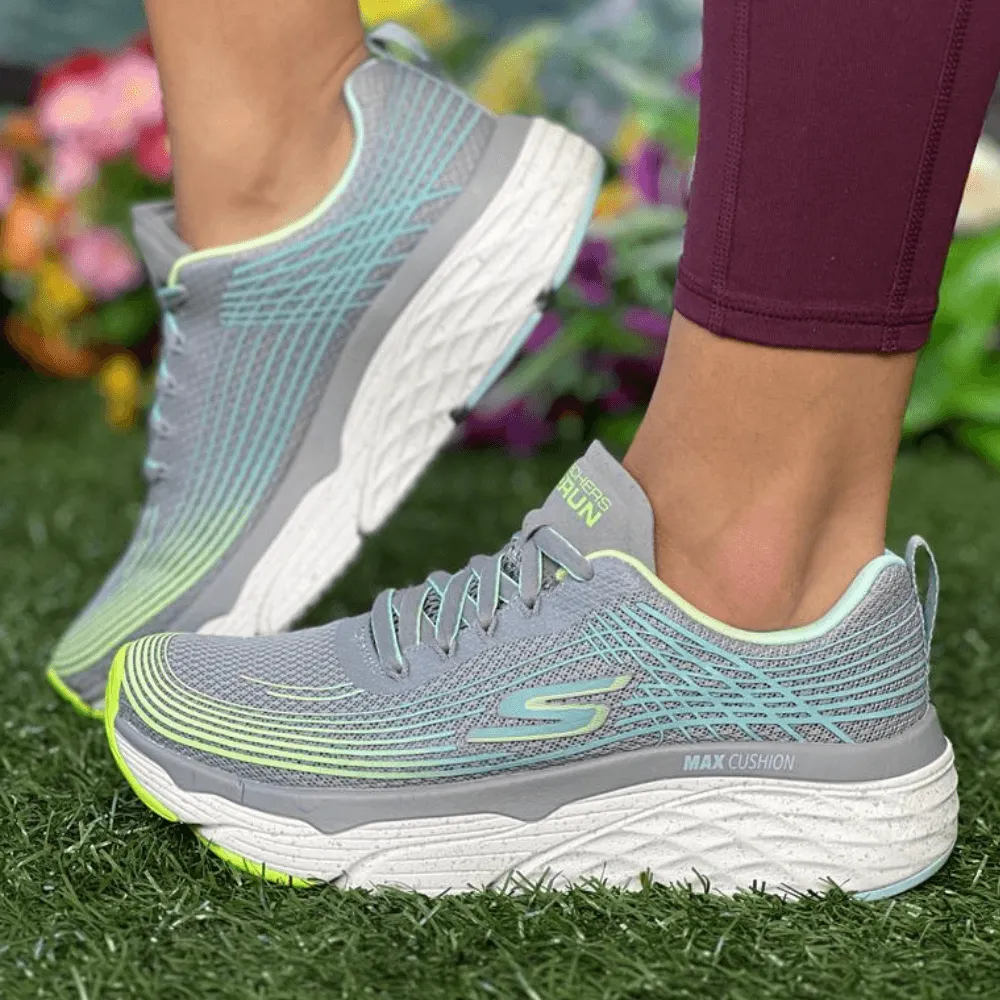 Skechers Max Cushioning Elite Galaxy Burst Trainers in Grey Lime