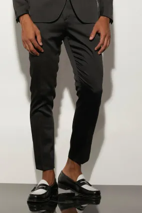 Skinny Fit Satin Crop Suit Trousers