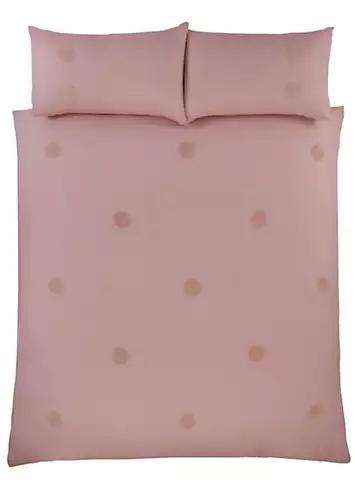 Sleepdown Blush Embroidered Tufted Polka Dot Circles Duvet Cover Set | Kaleidoscope