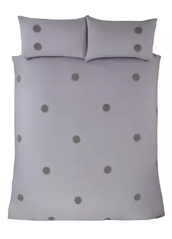 Sleepdown Grey Embroidered Tufted Polka Dot Circles Duvet Cover Set | Kaleidoscope