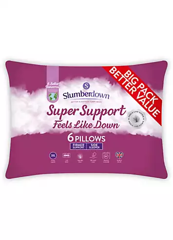 Slumberdown Super Support Feels Like Down Firm Support Pack of 6 Pillows | Kaleidoscope