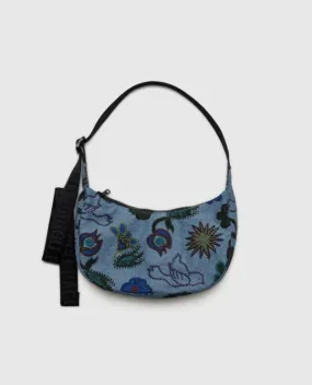 Small Nylon Crescent Bag - Flowers/Birds