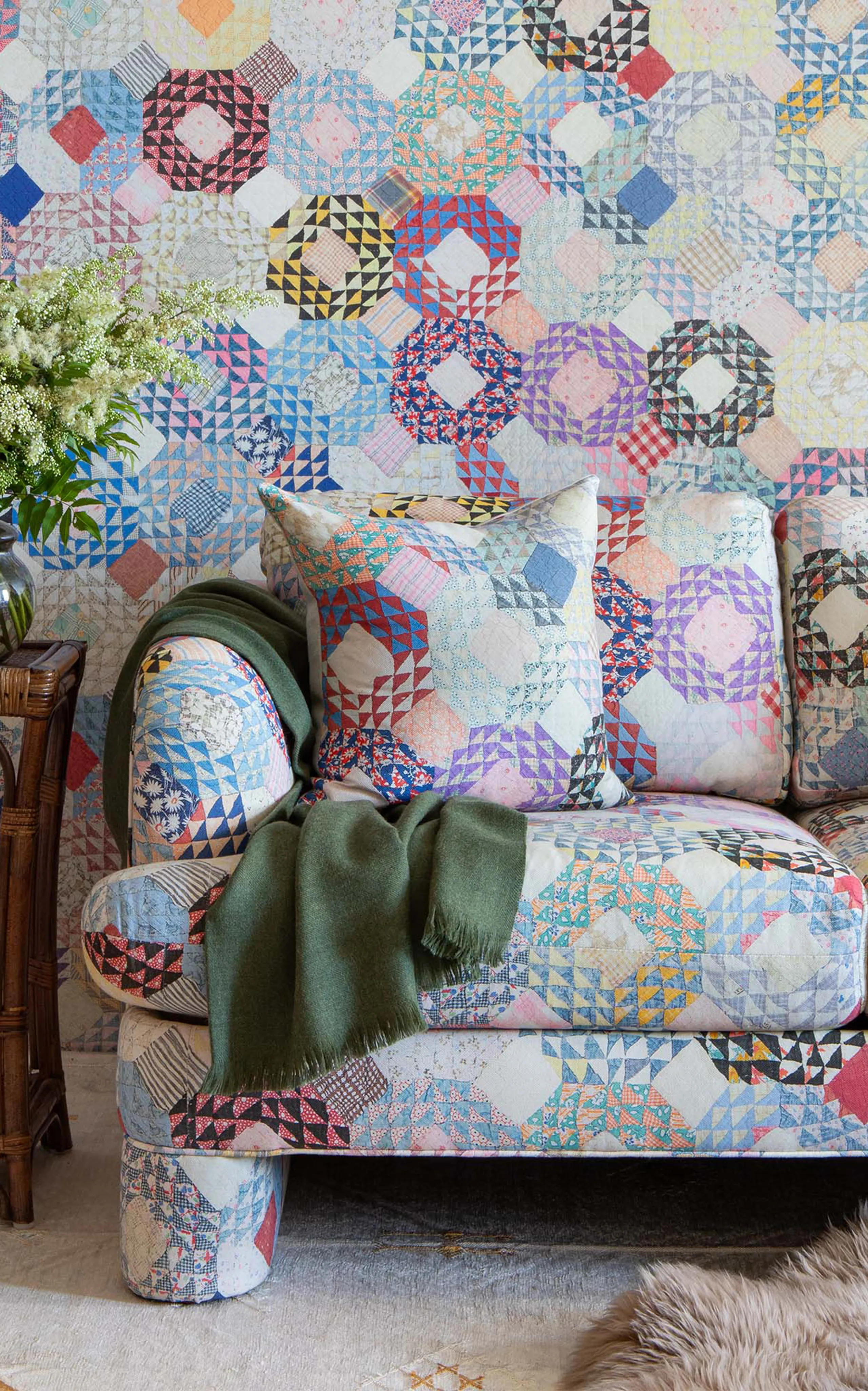 St. Frank Kaleidoscope Quilted Cotton-Linen Pillow