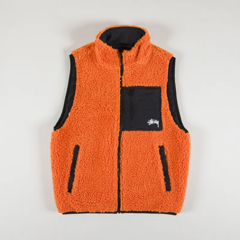 Stussy Sherpa Reversible Vest Tangerine