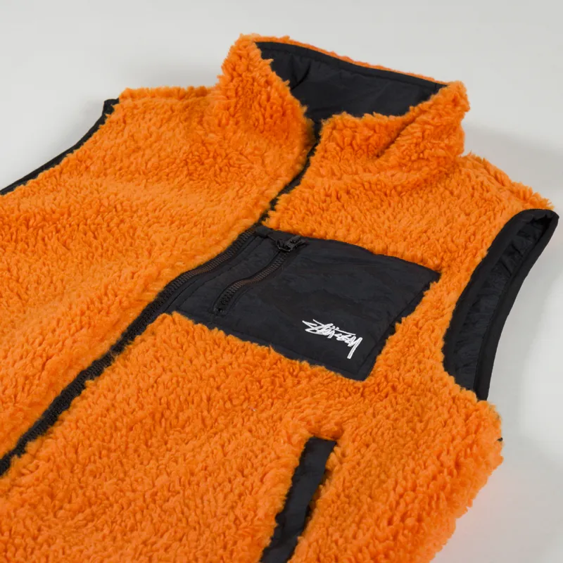 Stussy Sherpa Reversible Vest Tangerine