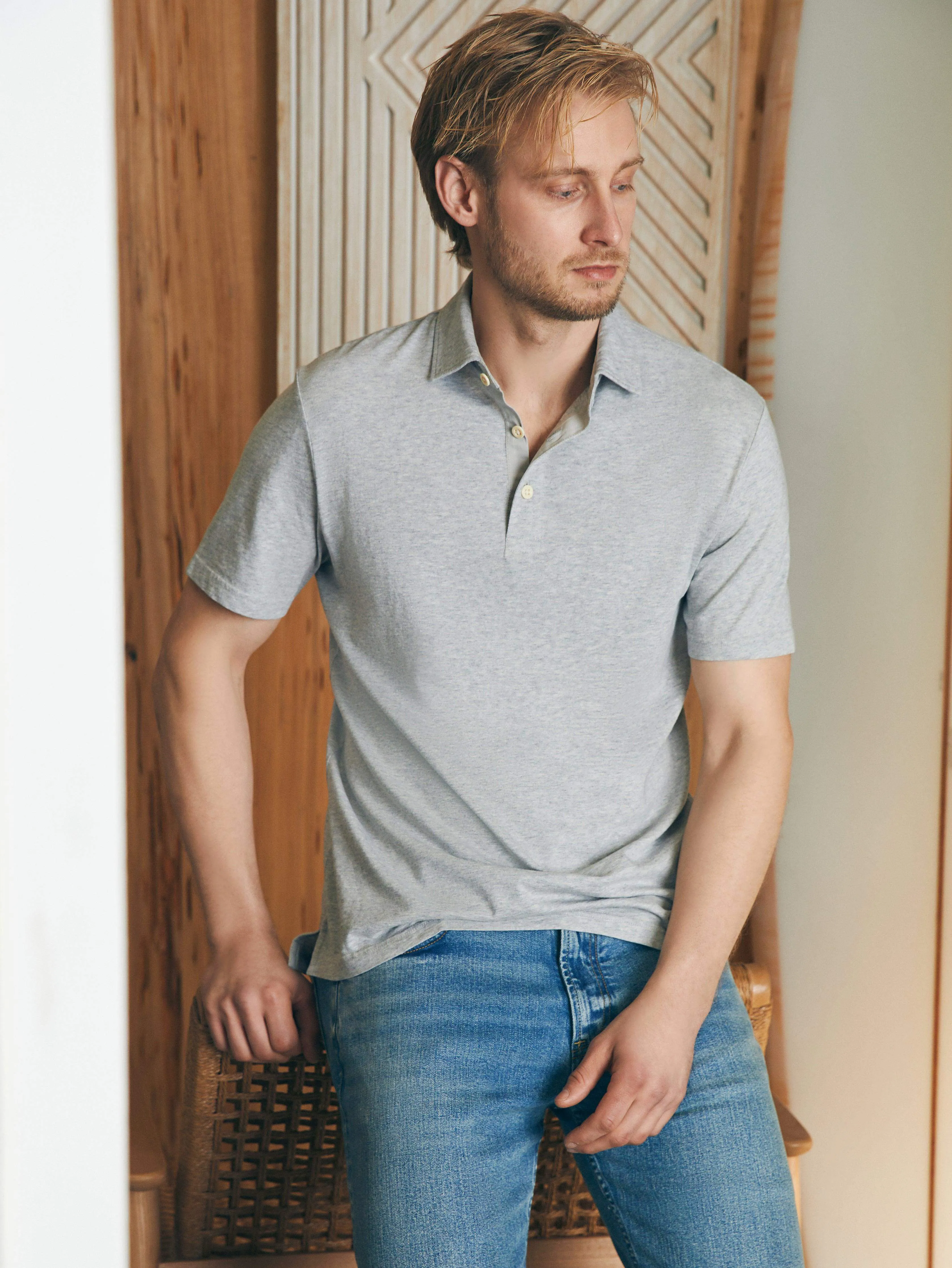 Sunwashed T-Shirt Polo - Heather Grey