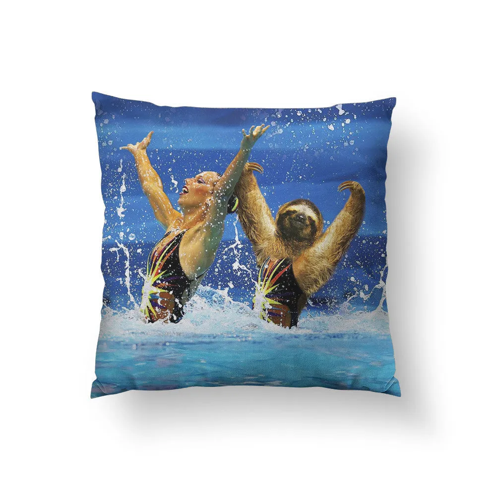 Synchronized Sloth Throw Pillow