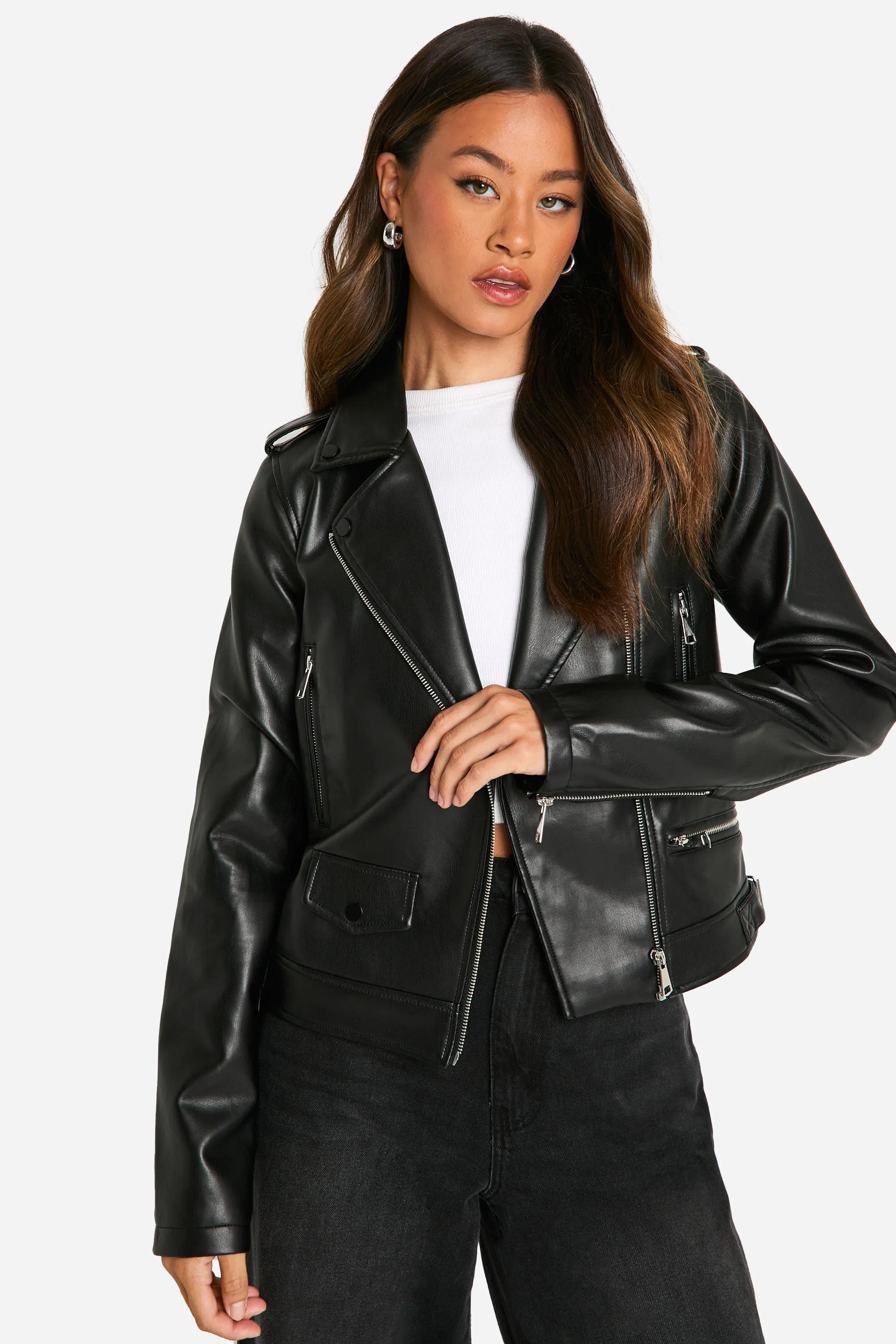 Tall Faux Leather Biker Jacket