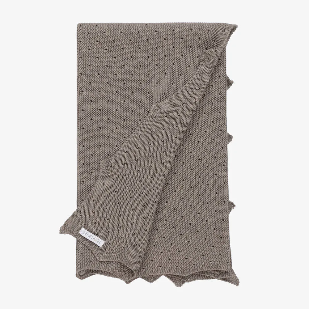 Taupe Brown Knitted Blanket (87cm)