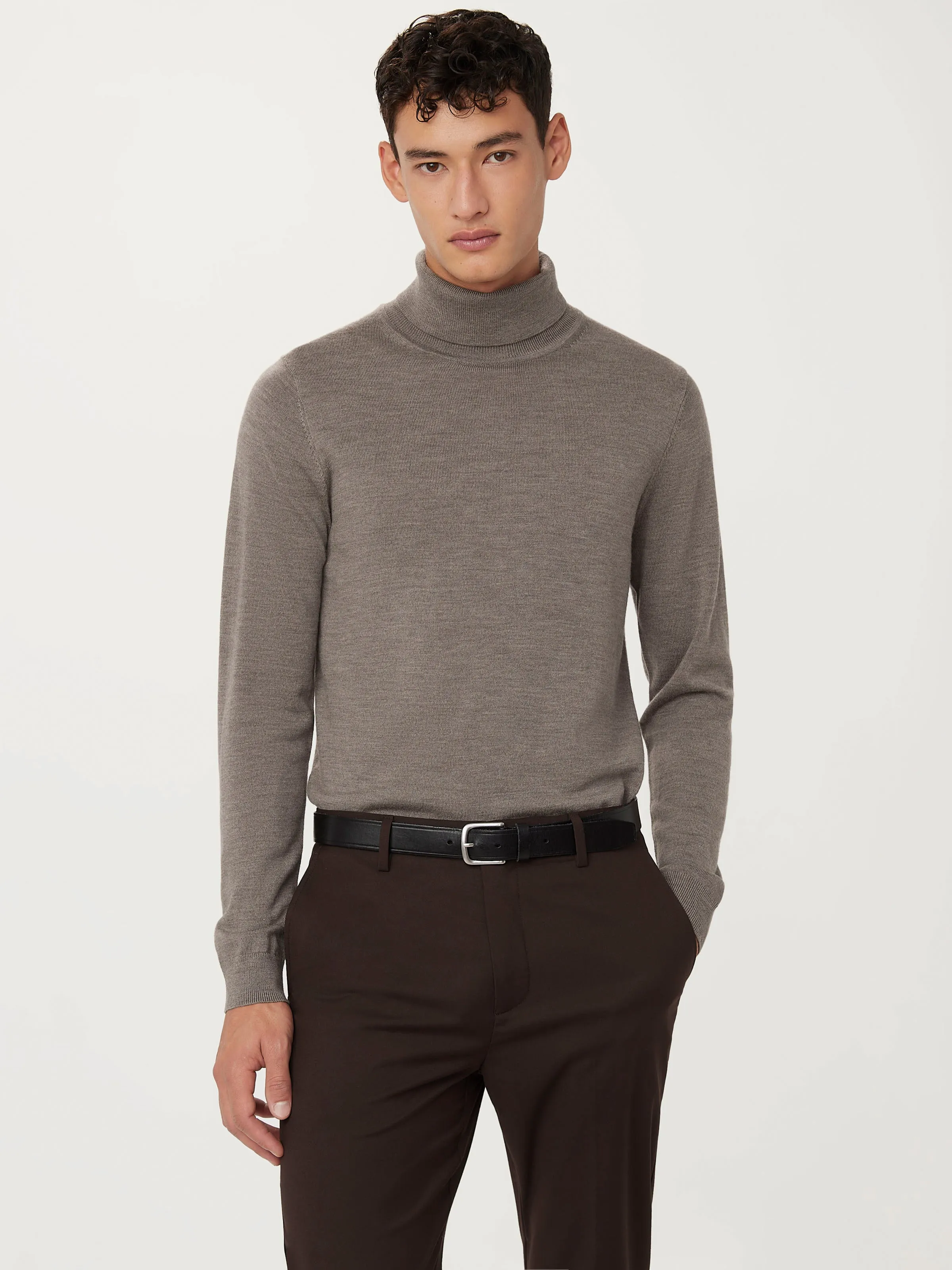 The Merino Wool Turtleneck in Dark Taupe