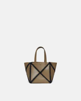 The Origami Mini - Alt-Nappa Leather Tote - Ashy Taupe Black