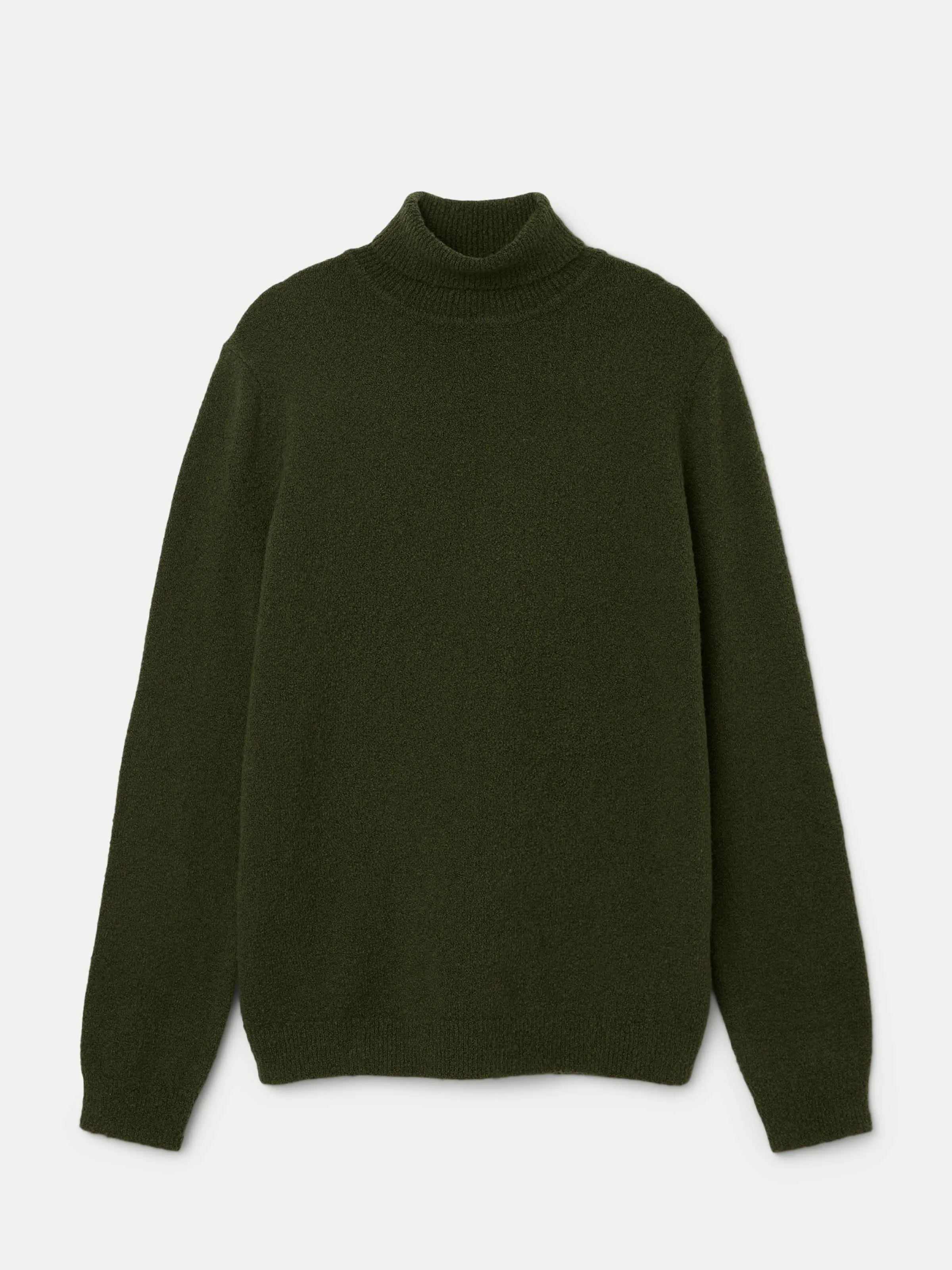 The Seawool Boucle Turtleneck in Dark Green