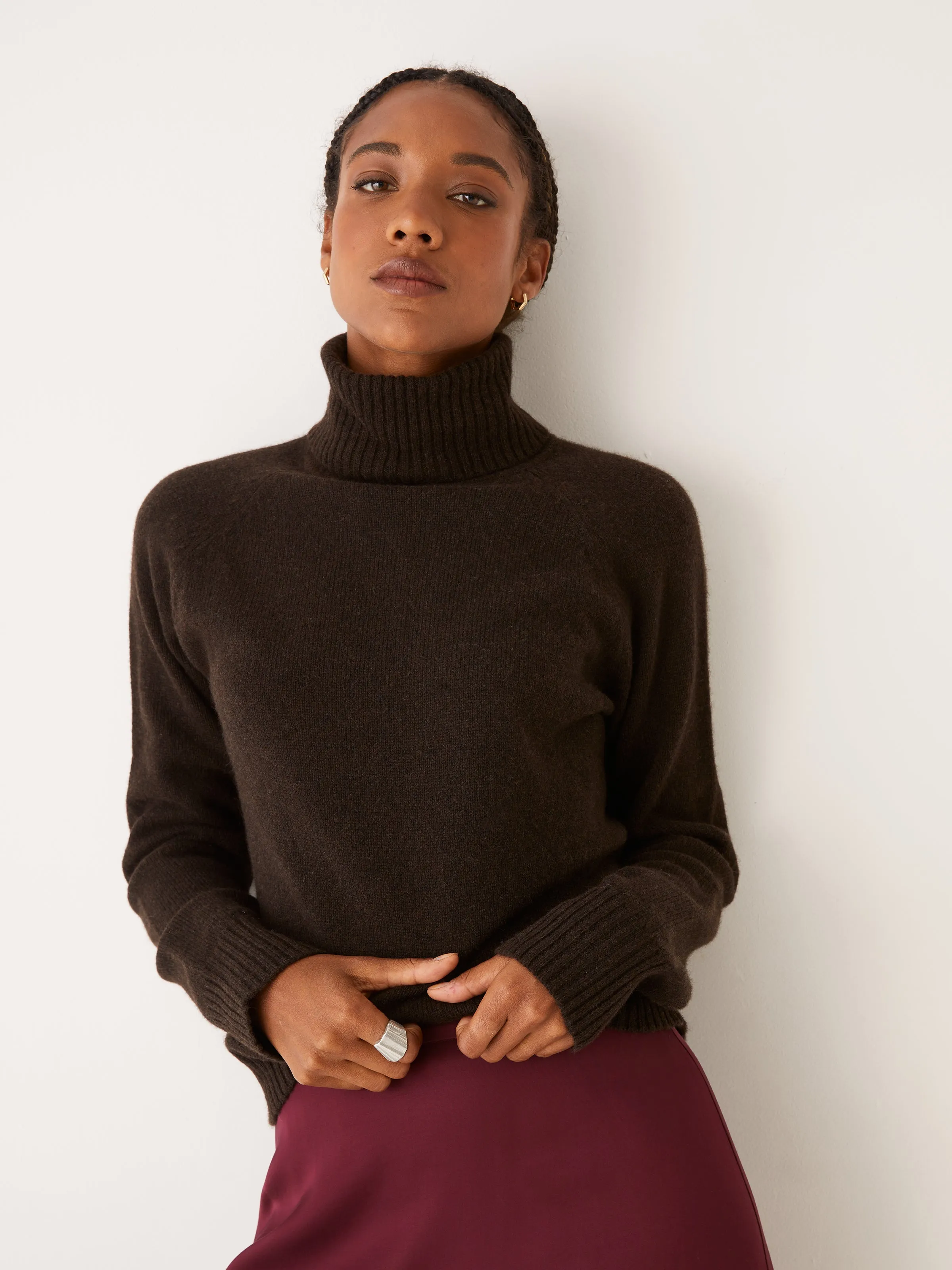 The Yak Wool Turtleneck in Dark Brown