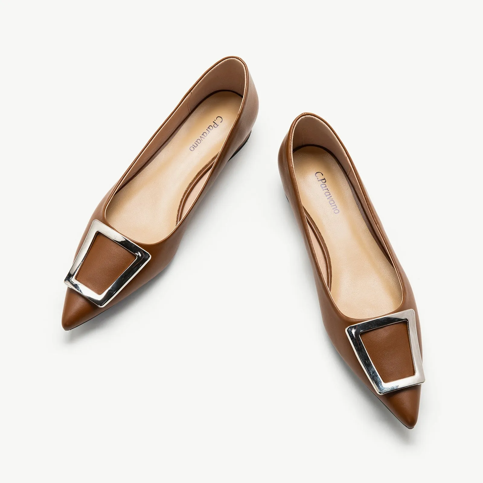 Trapezoidal Buckle Flats (Aida) Brown