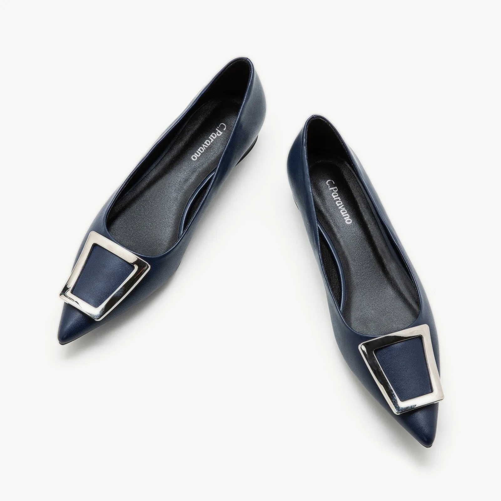 Trapezoidal Buckle Flats (Aida) Navy