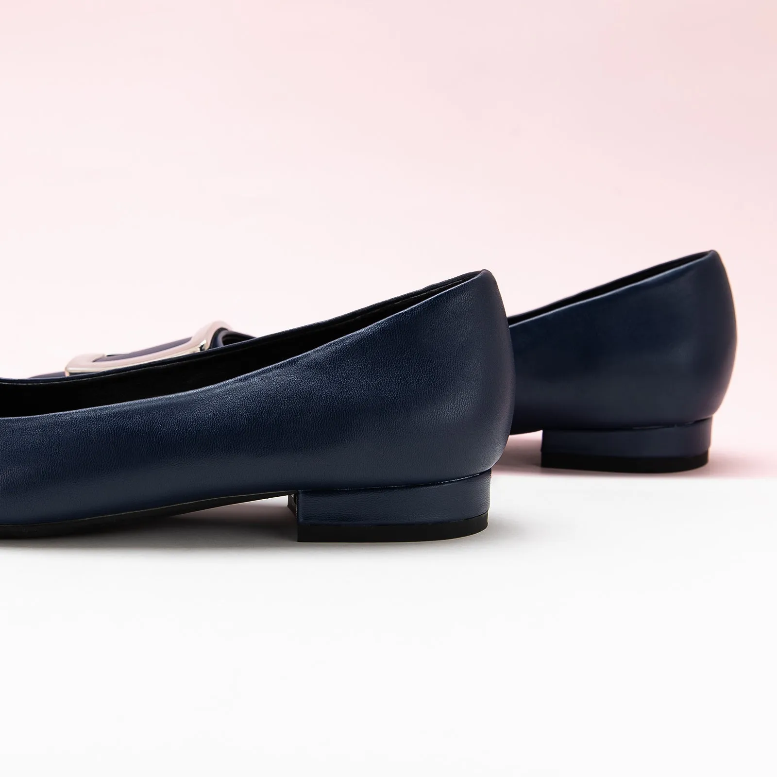 Trapezoidal Buckle Flats (Aida) Navy