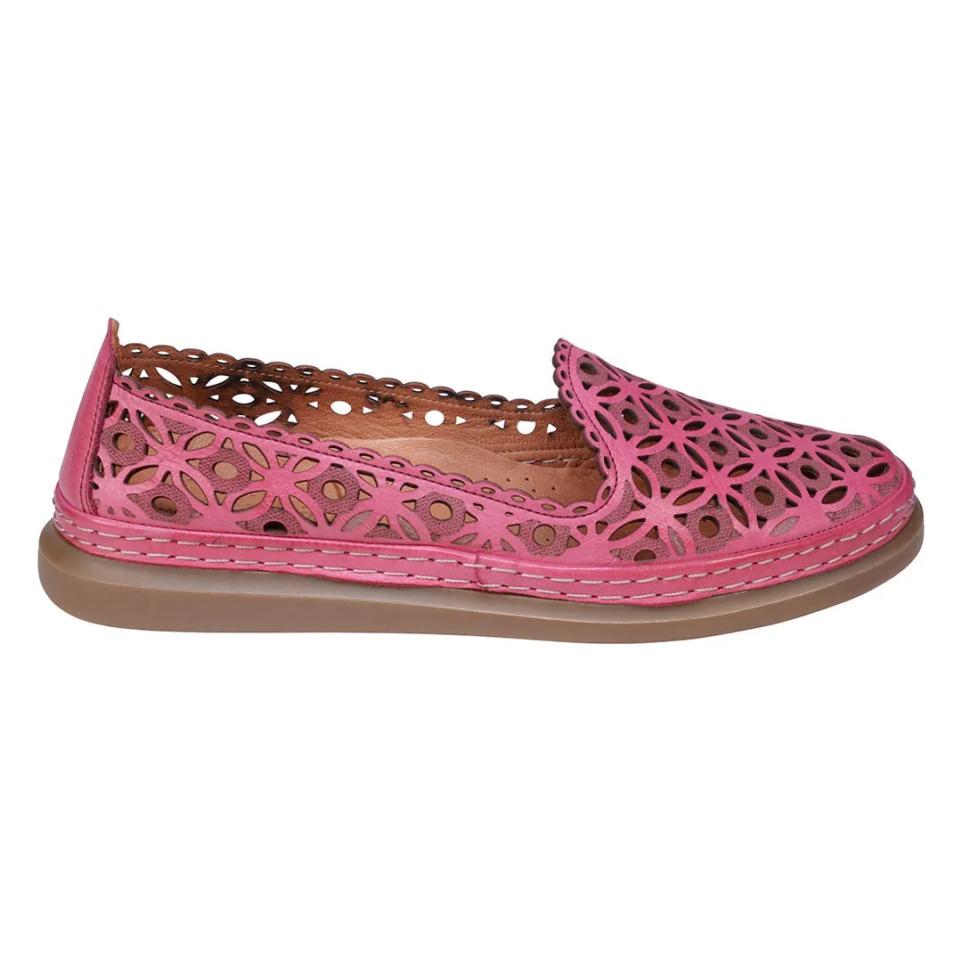 Tumi Pink Perforated Leather Flats