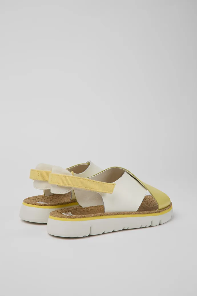 Twins White and yellow leather and textile sandals for women