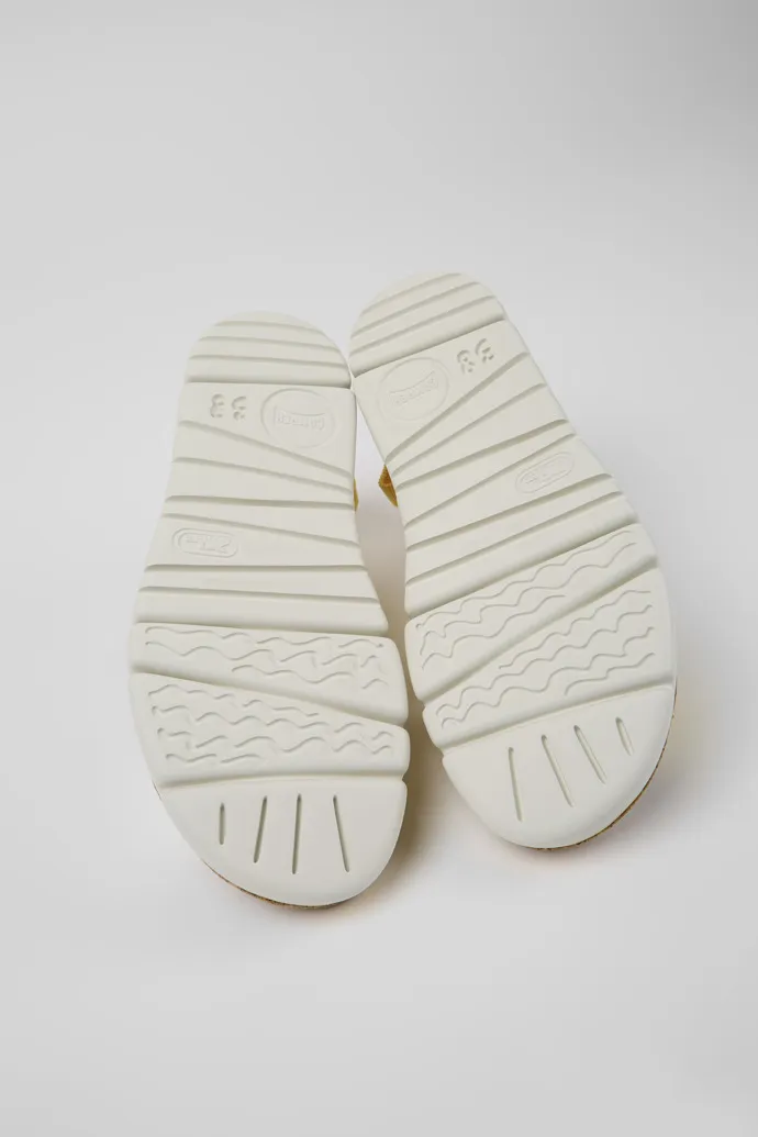 Twins White and yellow leather and textile sandals for women