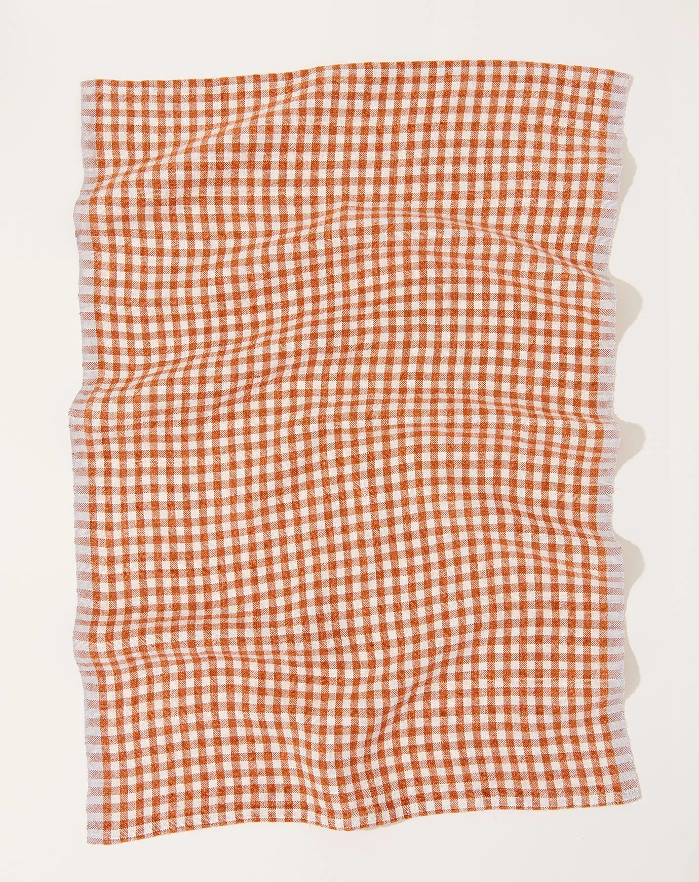 Two-Tone Gingham Towels in Cognac & Blue, Set of 2