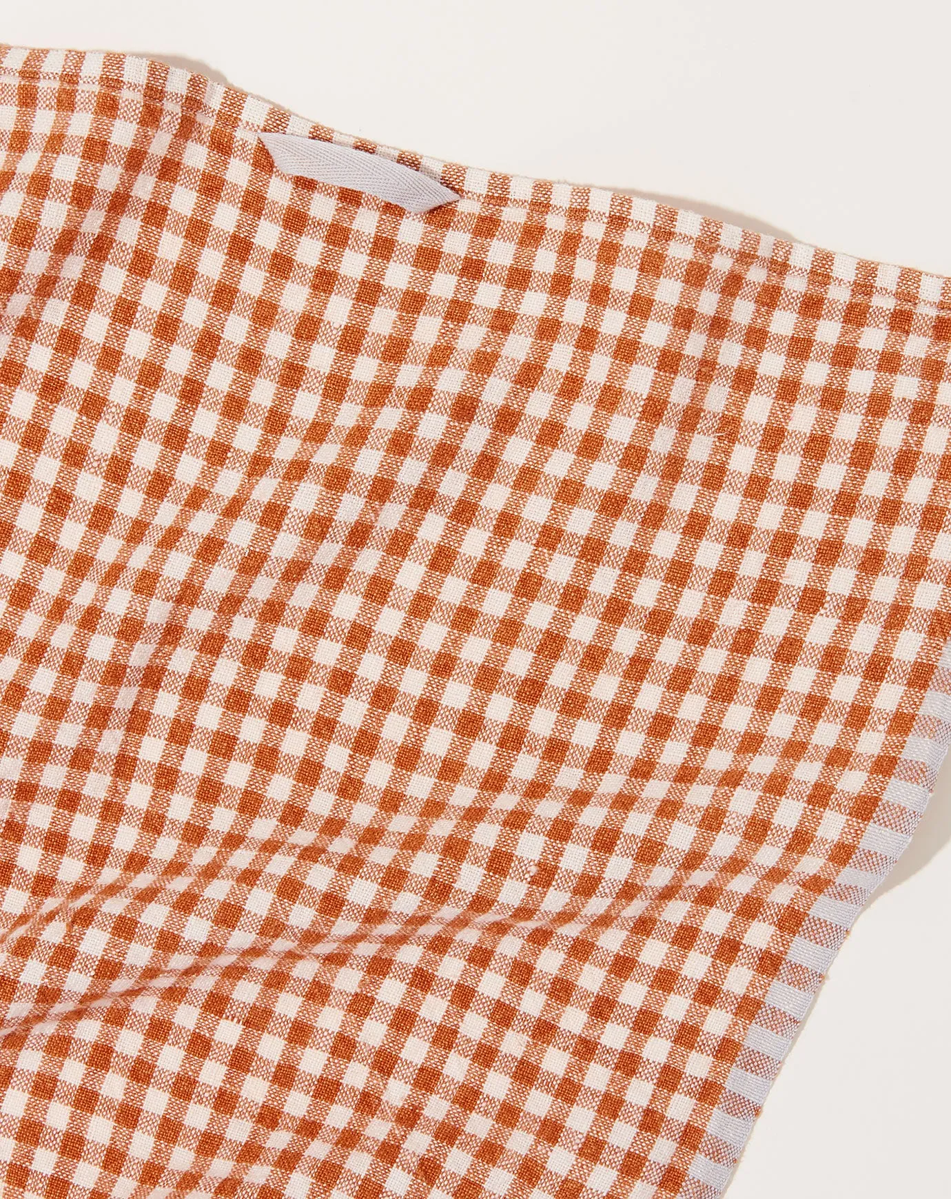 Two-Tone Gingham Towels in Cognac & Blue, Set of 2