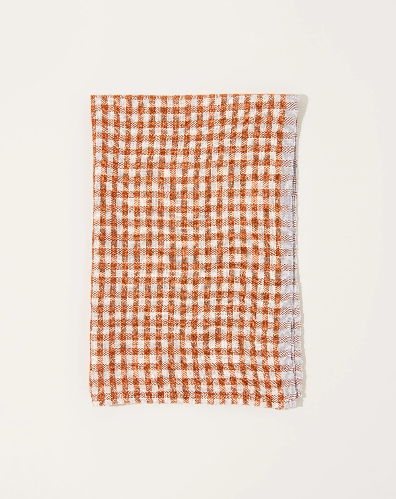 Two-Tone Gingham Towels in Cognac & Blue, Set of 2