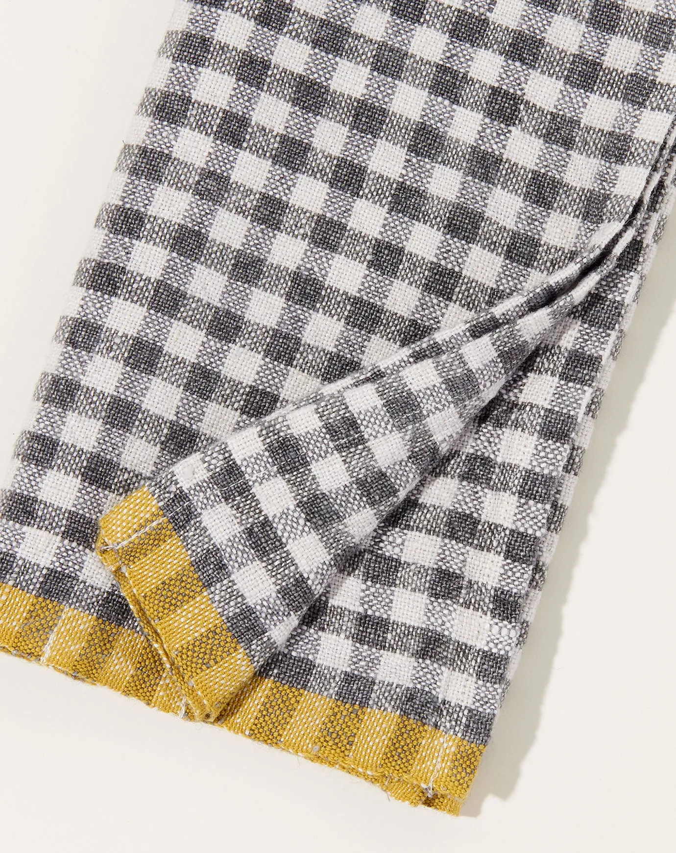 Two-Tone Gingham Towels in Grey & Dijon, Set of 2