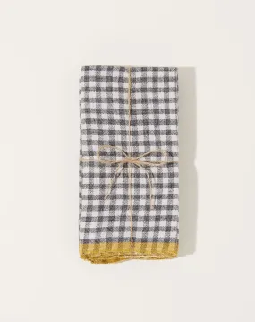 Two-Tone Gingham Towels in Grey & Dijon, Set of 2