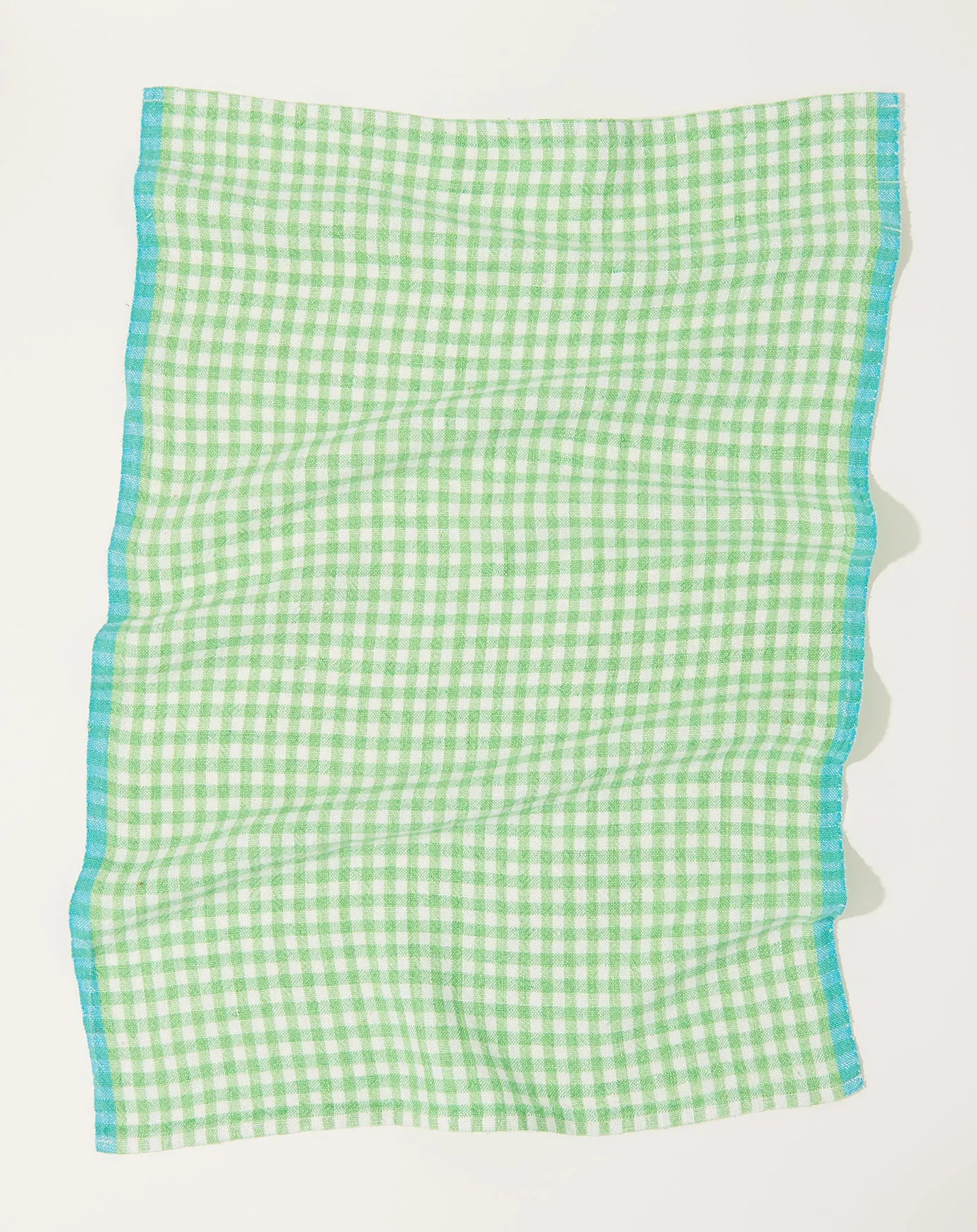 Two-Tone Gingham Towels in Lime & Aqua, Set of 2