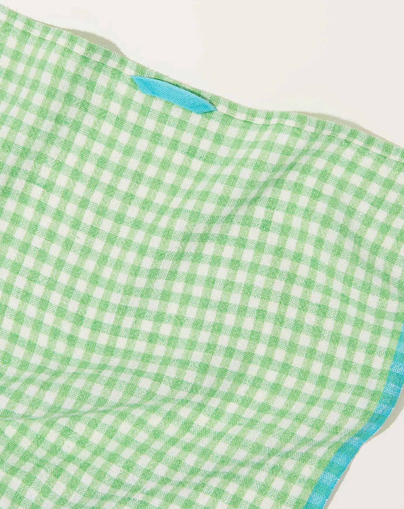 Two-Tone Gingham Towels in Lime & Aqua, Set of 2