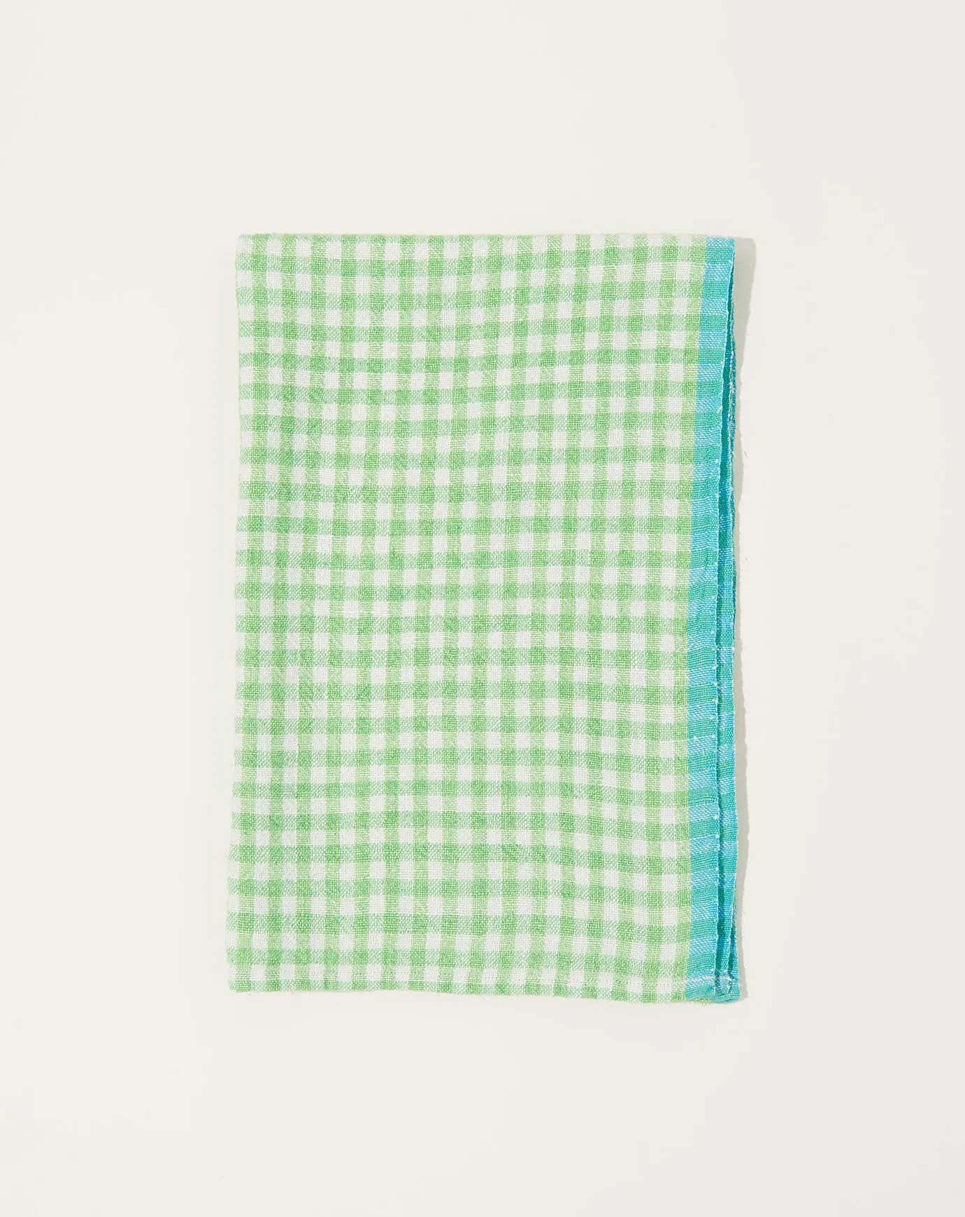 Two-Tone Gingham Towels in Lime & Aqua, Set of 2