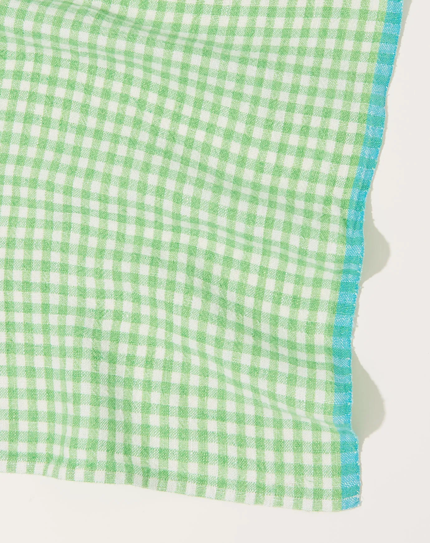 Two-Tone Gingham Towels in Lime & Aqua, Set of 2