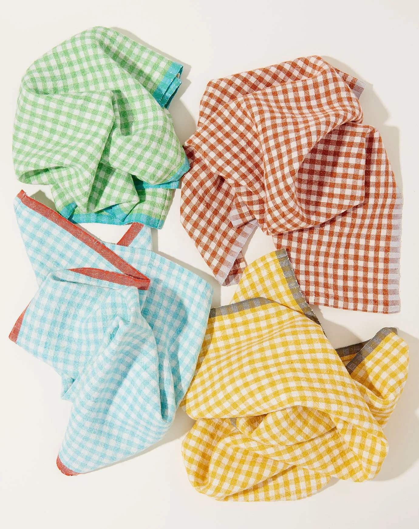 Two-Tone Gingham Towels in Lime & Aqua, Set of 2