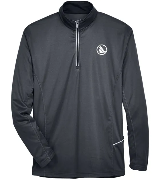 UltraClub Men's Cool & Dry Sport Quarter-Zip Pullover with Cowfish Logo