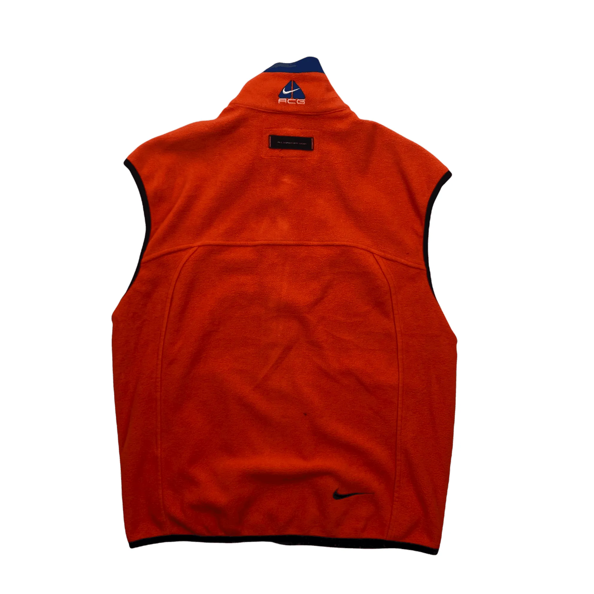 Vintage 90s Orange Nike ACG Spell-Out Fleece Gilet - Large