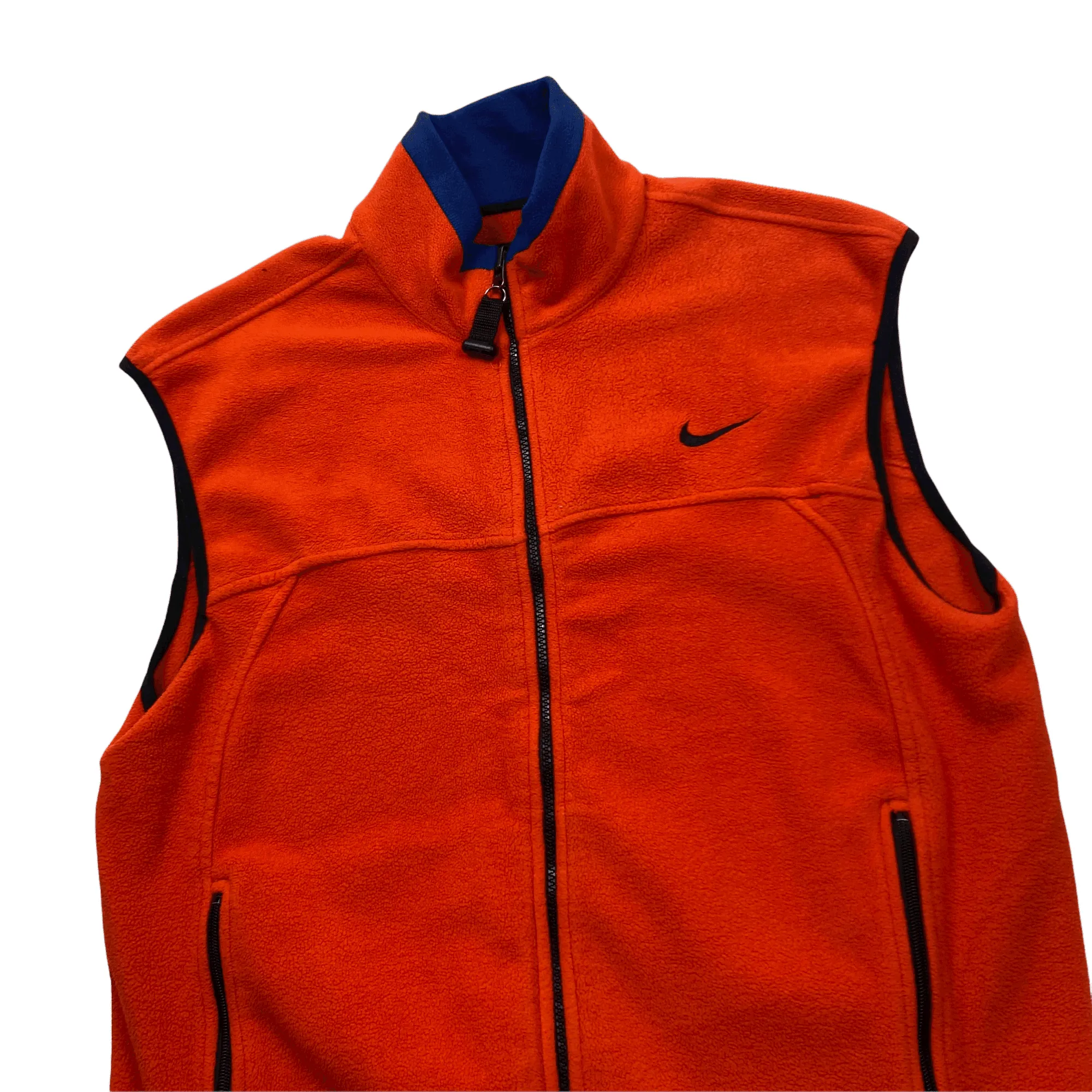 Vintage 90s Orange Nike ACG Spell-Out Fleece Gilet - Large