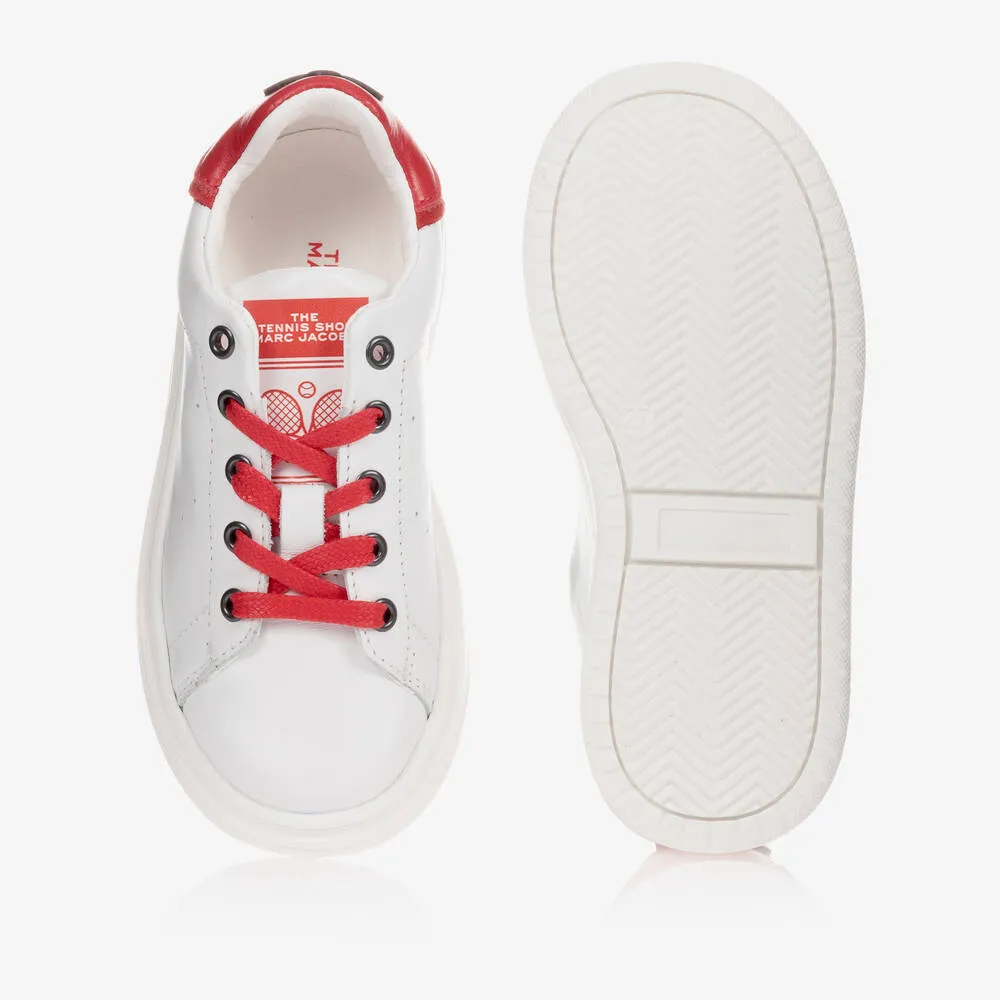 White & Red Leather Trainers