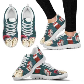 White Christmas Owl Women's Sneakers