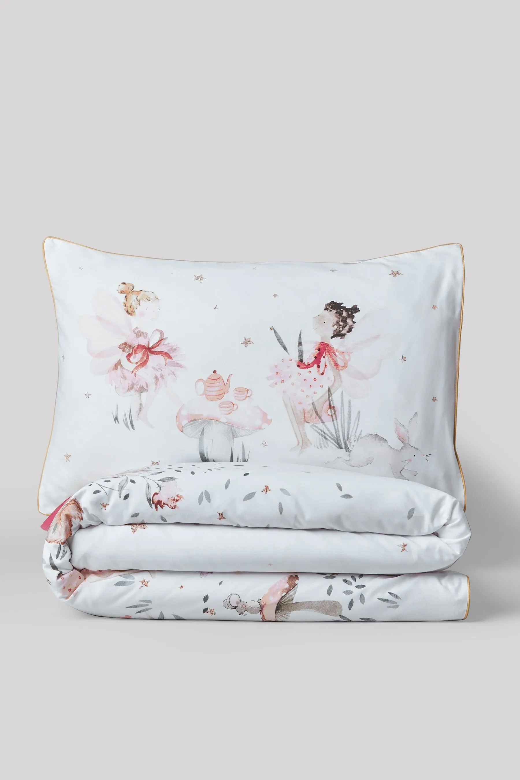 White Fairy Forest Printed Polycotton Duvet Cover and Pillowcase Bedding