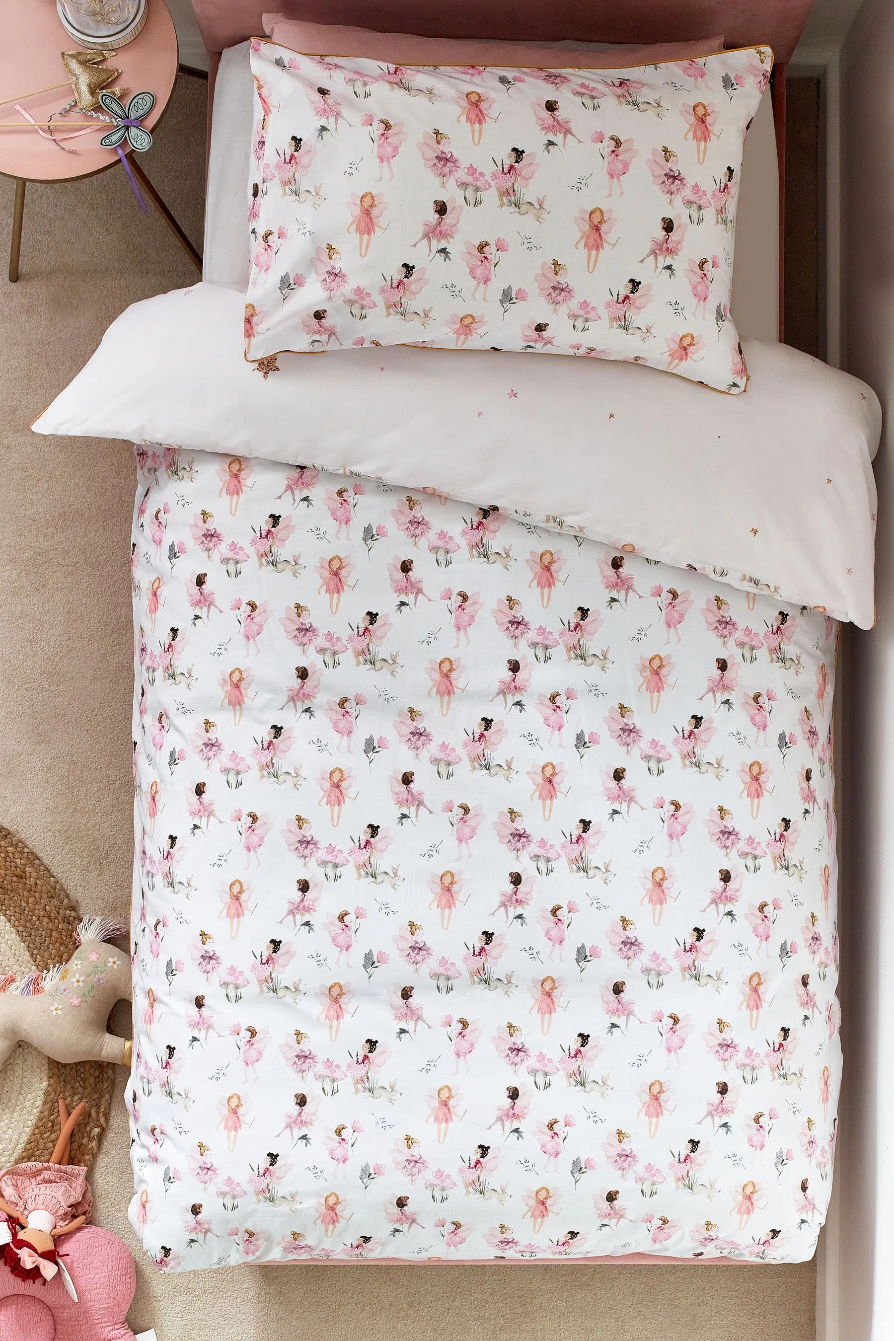 White Fairy Forest Printed Polycotton Duvet Cover and Pillowcase Bedding