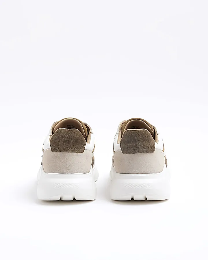 White leather panel trainers