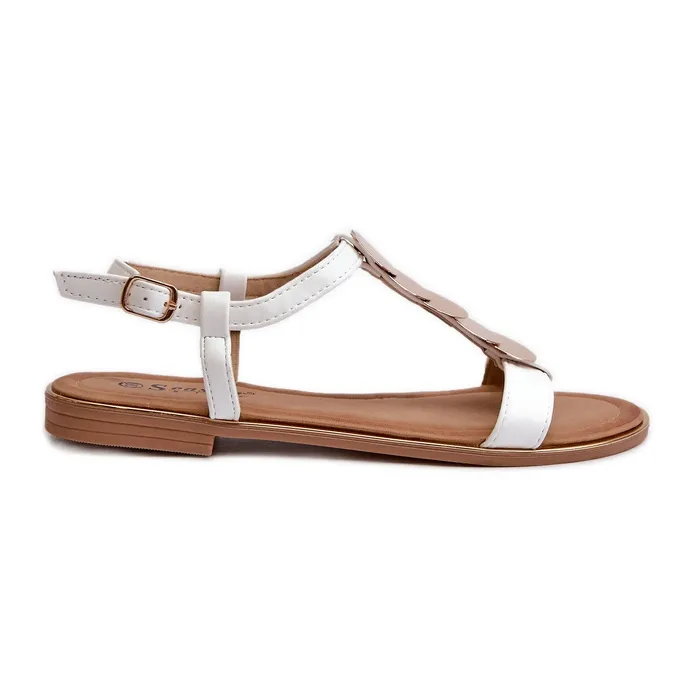 Women's Flat Sandals Made of Eco Leather, White Jeritellia